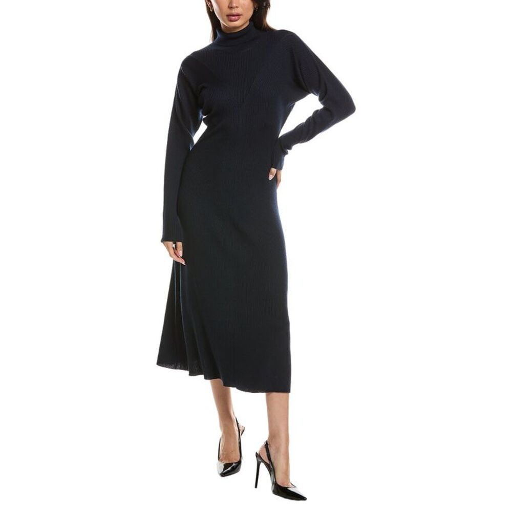 Hugo Boss Womens Boss  Forbini Turtleneck Wool Sweaterdress, Blue